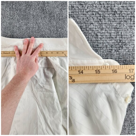 Lorenzini White Button Up Shirt Long Sleeve Hand Made Italy Cotton Bespoke 15.5 - Picture 16 of 16